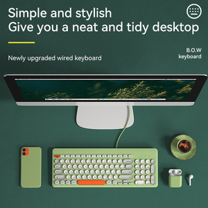 BOW 96 Key Retro Punk <strong>Computer</strong> <strong>Keyboard</strong> Ergonomic Wired Portable with Multi-Colour for Laptop - Product Image 5