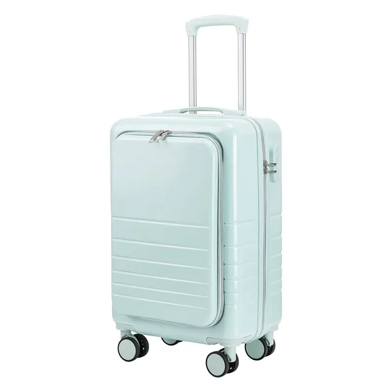 2024 prezzo di fabbrica all'ingrosso Sky Blue Travel Trolley borsa anteriore con cerniera aperta valigia bagaglio