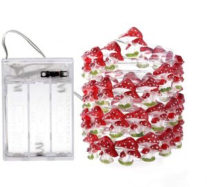 Mushroom LED String Light 10FT 30LEDs Lámparas de hadas impermeables Cadena de Navidad alimentada por batería con 8 modos para uso en exteriores