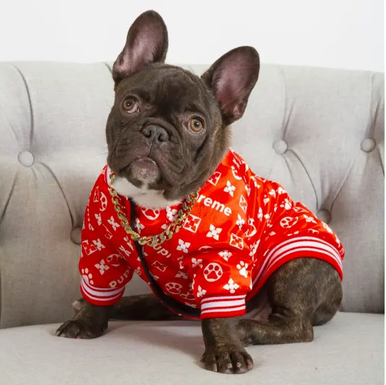 Nova Invenção Pet Shop Produto Designer Pupreme Casaco Cachorrinho Filhote de Cachorro Bulldog Francês Moda a Roupa Do Cão Jaqueta de Inverno