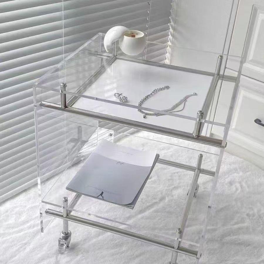 Acrylic coffee table trolley (white)