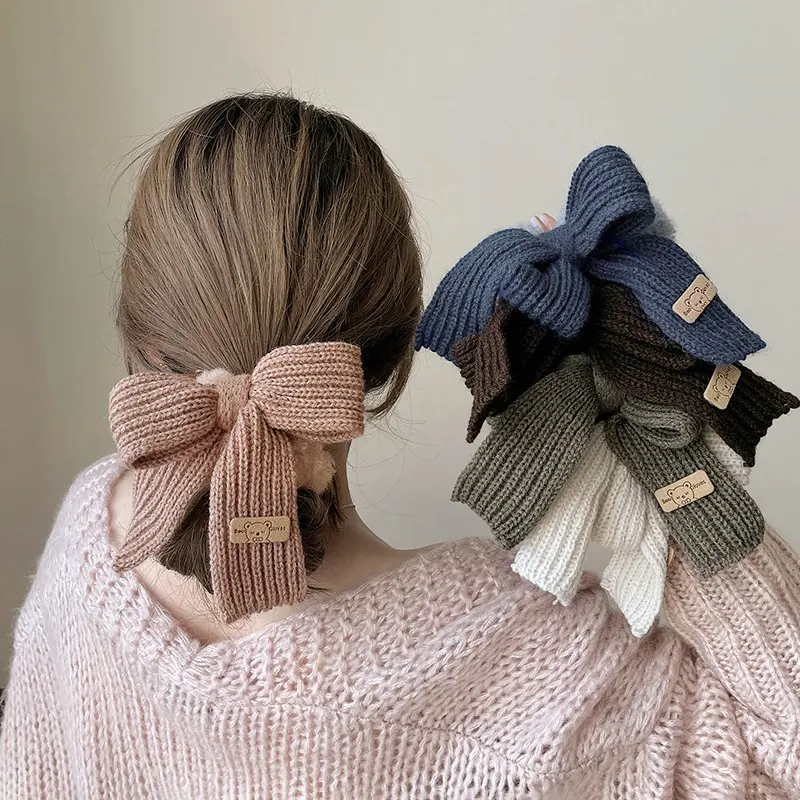 2023 TS Winter New Plush Head Rope Bow Knot Hair Band Hair Rope Accessories Rubber Band Women's Ponytail Hair Ornaments