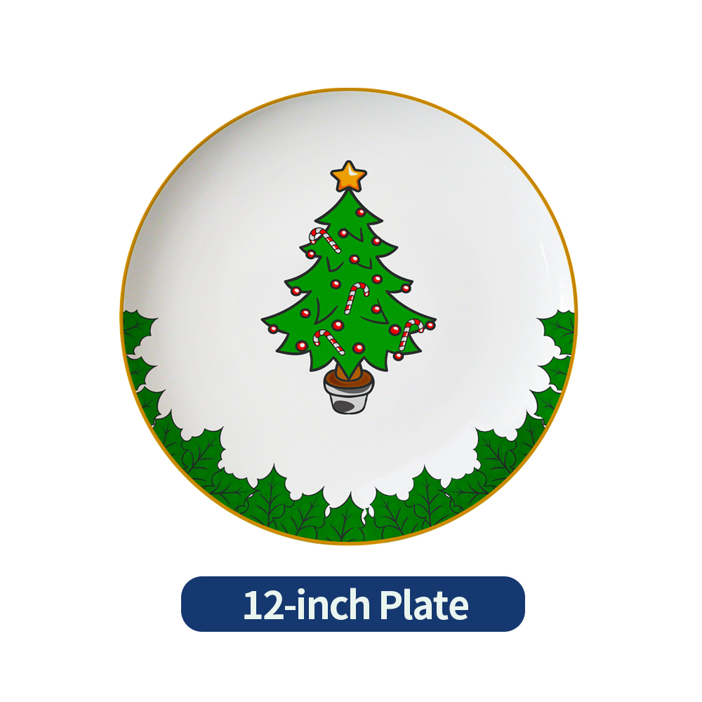 white plate comes with Christmas tree 12inch