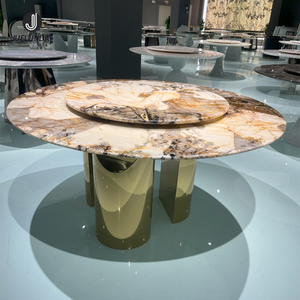 Mesa de comedor multifuncional de mármol Natural de lujo mesa de comedor modular mesa de comedor de acero inoxidable dorado Marco de hierro - Product Image 2