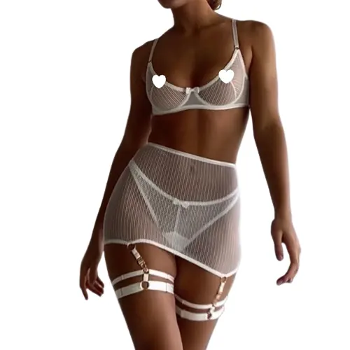 Nuovo Design da donna Sexy biancheria intima trasparente maturo stile esotico a uncinetto pizzo tessuto in Nylon Spandex