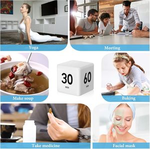 Timer cubo Timer da cucina produttività allenamento Flip Timer per lo studio impostazioni di gestione del conto alla rovescia 15-20-30-60 minuti-bianco - Product Image 6