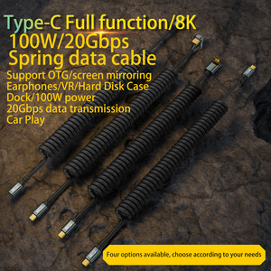 Wholesale Quick HD Audio 8K Transfer 100W Type-<strong>c</strong> to Type <strong>c</strong> Male Data Cable 20Gbps 180CM Spring Charging Wire for Laptop TV Pad - Product Image 2