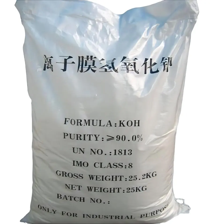 Idrossido potassio 25kg sacchetto 90% idrossido di potassio 95 fiocco KOH White Flake