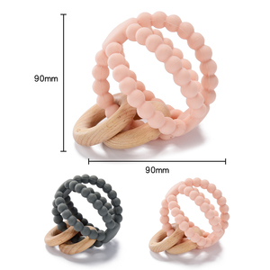 Sinh thái thân thiện với bé <span class=keywords><strong>Teether</strong></span> bằng gỗ Silicone <span class=keywords><strong>Teether</strong></span> vòng vòng - Product Image 2