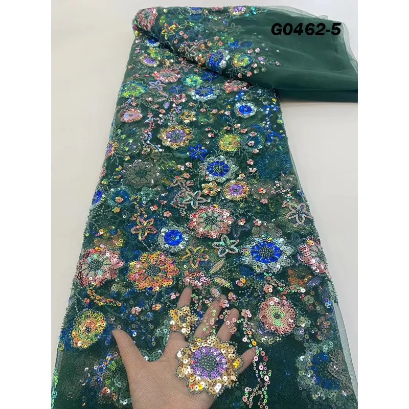 Felicia 2022 New African Fashion Colorful Apparel Heavy Handwork Beaded Cloth Textiles High End Nigerian Eco-Friendly Fabric