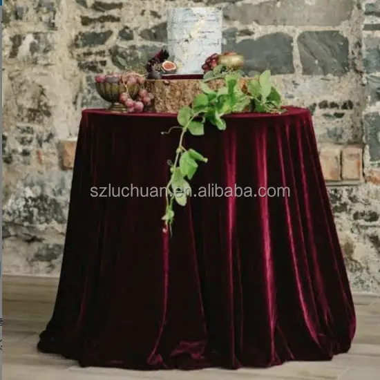 Manteles de mesa de terciopelo burdeos, cubierta de mesa redonda de banquete, personalizado, mantel de boda