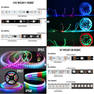 ไฟเส้น LED RGB RGBW Pixel 5V 12V 24V WS2811 WS2815 WS2812B SK6812 SK9822 APA102ฝันสีมายากล - Product Image 3