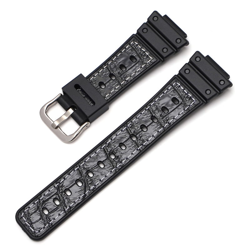 Ligne noire et blanche + boucle argentée