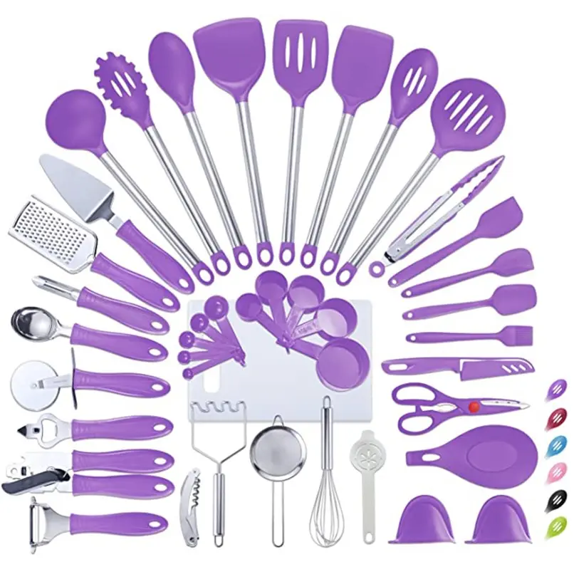 Versátil Venta caliente 42PCs Set Fabricantes Directamente Nylon Utensilios de cocina Set Equipo de cocina con tornero Pinzas Espátula Cuchara