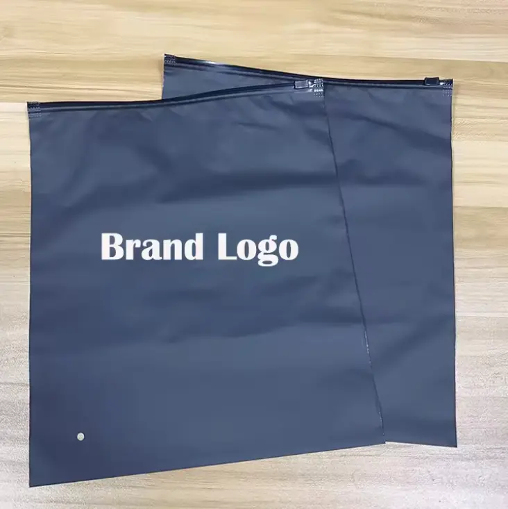 clothing garment clothes t shirt packing zipper frosted plastic packaging bag black ziplock Clothing zipper packaging poly bags