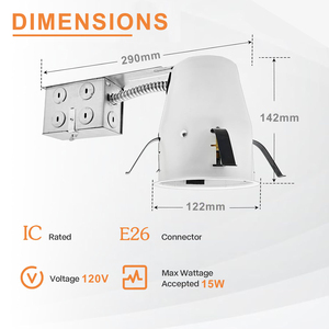 CETL CUL ไฟ LED ปรับรุ่น4นิ้ว, ไฟ LED แบบติดในบ้านอากาศแบบแน่นชุดไฟดาวน์ไลท์ติดด้านหลังได้คะแนน IP44สามารถให้แสงสว่างแบบปิดภาคเรียนได้ - Product Image 5