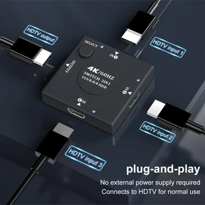 Plug-and-Play 4K 60Hz Monitor HDTV Video Switch Box Conmutador 3 en 1 y PC Computadora Convertidores divisores 3D