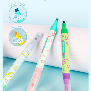 Resaltador de capas de color de doble cabeza Los colores apilables se pueden pintar con resaltador de marcador de cambio de color de flash Kawaii - Product Image 4