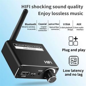 数模音频DAC转换器Spdif光纤信号至3.5毫米AUX 2 RCA放大器解码器蓝牙5.0接收器