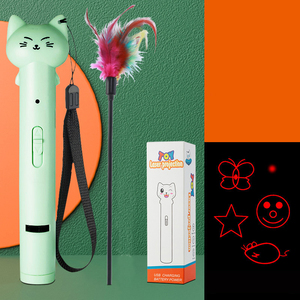 Großhandel benutzer definierte 5-Muster wiederauf ladbare interaktive Katze Laser Zeiger Spielzeug Haustier interaktive Bewegung Feder Teaser - Product Image 4