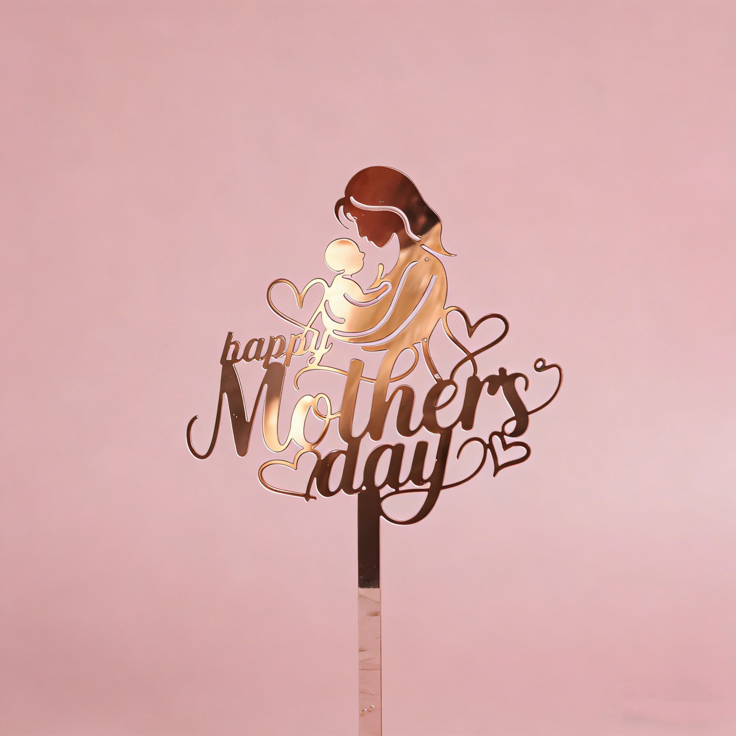 Acrylique 13 mm - Largeur 9 cm - Joyeuse fête des Mères or rose 2