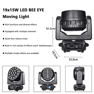 RZ Big Bee Eye 19 Stück * 15W 4 in1 RGBW LED Hoch leistungs DMX512 Focus Wash Zoom Moving Head Light mit <span class=keywords><strong>RGB</strong></span> LED-Streifen ring - Product Image 6