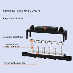 Hot Sale High Current <strong>250A</strong> Power Distribution Terminal Block Pure Copper <strong>Busbar</strong> 4 X M10 Studs 6 X M4 #8 Screws for Car - Product Image 4