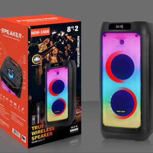 NDR-1608 çift 8 inç taşınabilir DJ hoparlörler süper bas RGB LED yüksek kalite Woofer USB/TF/FM/uzaktan kumanda Karaoke Loud ses Aux - Product Image 2