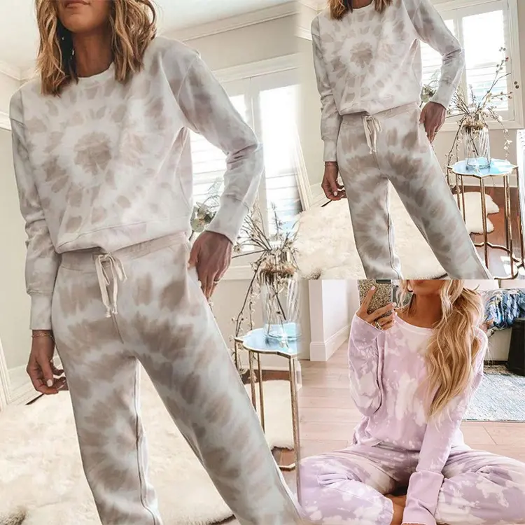 Conjunto De Pijama De 2 piezas para Mujer, ropa De dormir femenina De algodón con tinte anudado, 2023