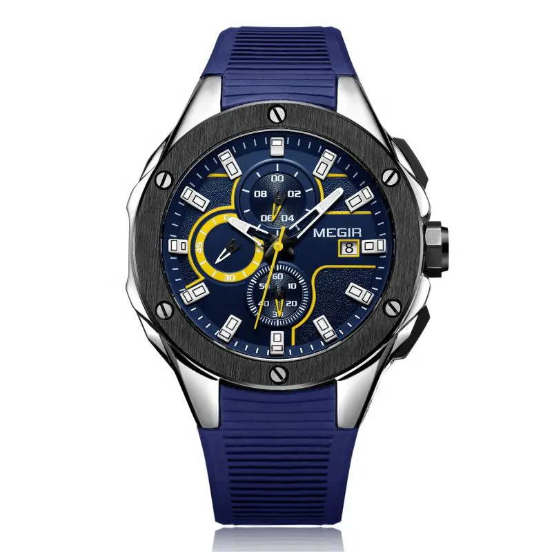 Megair — montre de sport pour hommes, bleu, étanche, 30m, bracelet chronographe, vente en gros, 2053