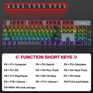 OEM T-WOLF T18 Usb Wired Gaming Backlit Mechanical <strong>Keyboard</strong> RGB 87Keys TKL <strong>Keyboard</strong> for <strong>Desktop</strong> Computer Gamer Teclado Gamer - Product Image 5