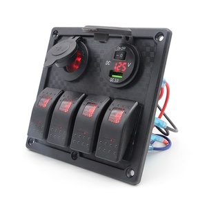 4 Gang Marine Rocker <strong>Switch</strong> Panel Waterproof QC3.0 USB Car Charger <strong>Socket</strong> LED Voltmeter 12V Cigarette Lighter Adapter for Boat - Product Image 2