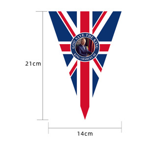 Bandera de cuerda con impresión personalizada, poliéster 2023, 14x21CM, UK king, Charles III, 100% - Product Image 3