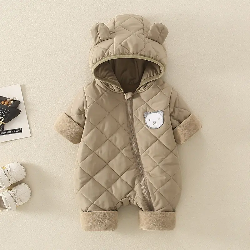 รอมเปอร์ผ้าฝ้ายออร์แกนิกหนาสำหรับเด็กทารกเสื้อคลุมกันหนาวแฟชั่นผ้าคอตตอนให้ความอบอุ่นในฤดูหนาว