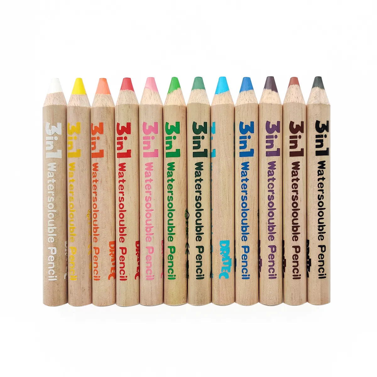 Pensil warna JUMBO 3 IN 1, krayon kayu, krayon lilin PASTEL minyak, pensil warna JUMBO dengan kuas dan rautan