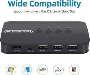 SY KVM HDMI开关4K USB HDMI KVM切换器4进1出，带3个USB端口，用于鼠标键盘u盘打印机Win7/8/10 - Product Image 5