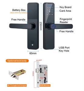 Tuya App WiFi akıllı dijital kilit akıllı parmak izi ahşap kapı için biyometrik Biometric dijital şifre anahtarsız giriş - Product Image 6