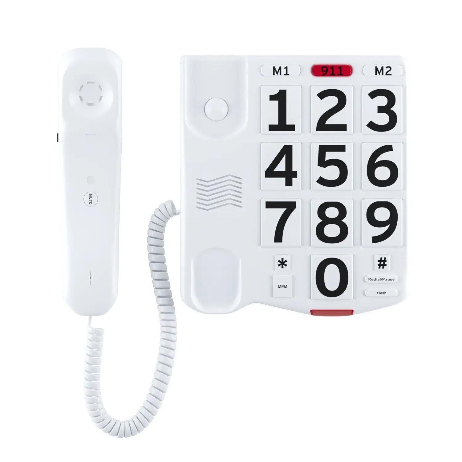 Telefono SOS telefono fisso a pulsante grande, telefono fisso con filo con ID chiamante funzione Flash linea fissa per anziani