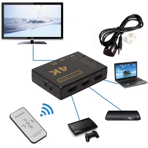 4K * 2K 5 en 1 salida HDMI Switcher inteligente IR RF 4K Full HD1080p 5 en 1 HDTV Video Switcher Converter con control remoto