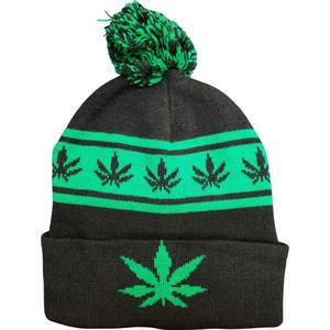 Stretchy and Soft Winter Ski Knit Watch Caps Jacquard <strong>Black</strong> <strong>Rasta</strong> Leaf Jamaican Beanie - Product Image 6