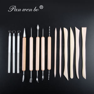 ชุดเครื่องมือปั้นดินเผาและเซรามิก14ชิ้นแบบพกพาเครื่องมือสร้างแบบจำลองเครื่องปั้นดินเผาไม้ - Product Image 2