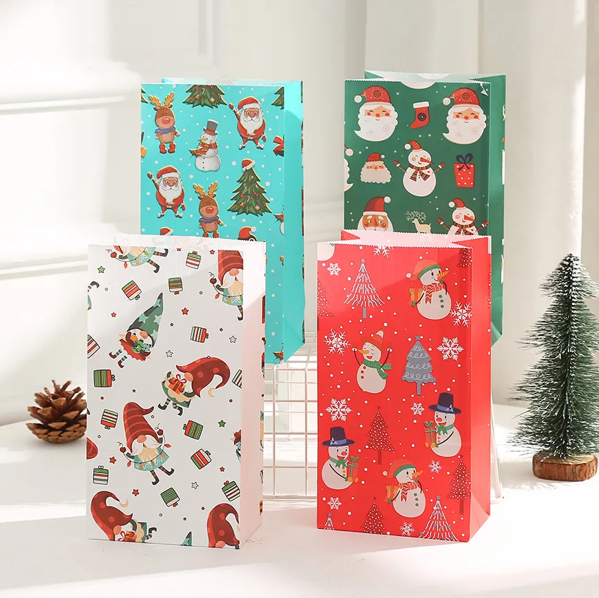 Custom Kerst Food Bag Toast Bakken Bedrukking Decoratieve Handgemaakte Papieren Zakken Met Logo