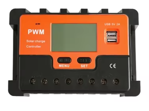 12 В/24 В автоматический PWM 30A 40A 50A 60A Солнечный контроллер с амперным дисплеем и двойным выходом USB - Product Image 3