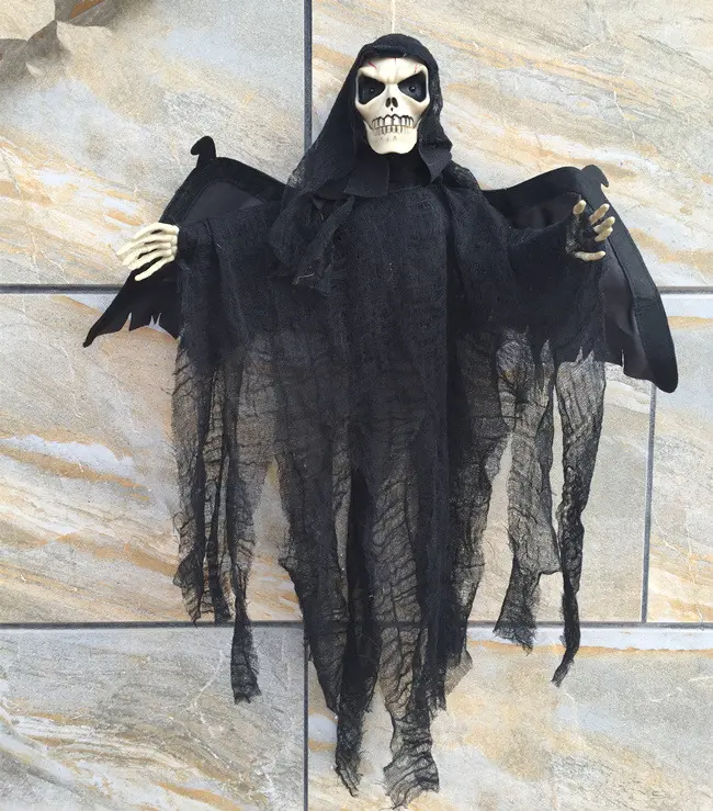 Halloween Party Decoration Haunted House Props Halloween Sound Wing Led Skeleton Ghost With Light