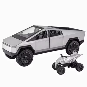 Diecast Alloy <strong>Model</strong> Car 1:24 Tsla Cybertruck Pickup Alloy Car <strong>Model</strong> With Sound and Light Pullback With ATV Decorate Metal <strong>Model</strong> - Product Image 1