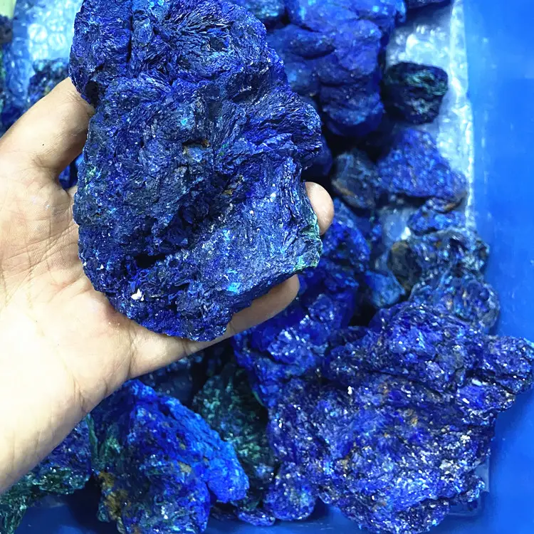 Pedra espécie de cristal azurita azul duro, atacado de alta qualidade, pedra cru azurite natural pigmento mineral, pintura, ore de cura