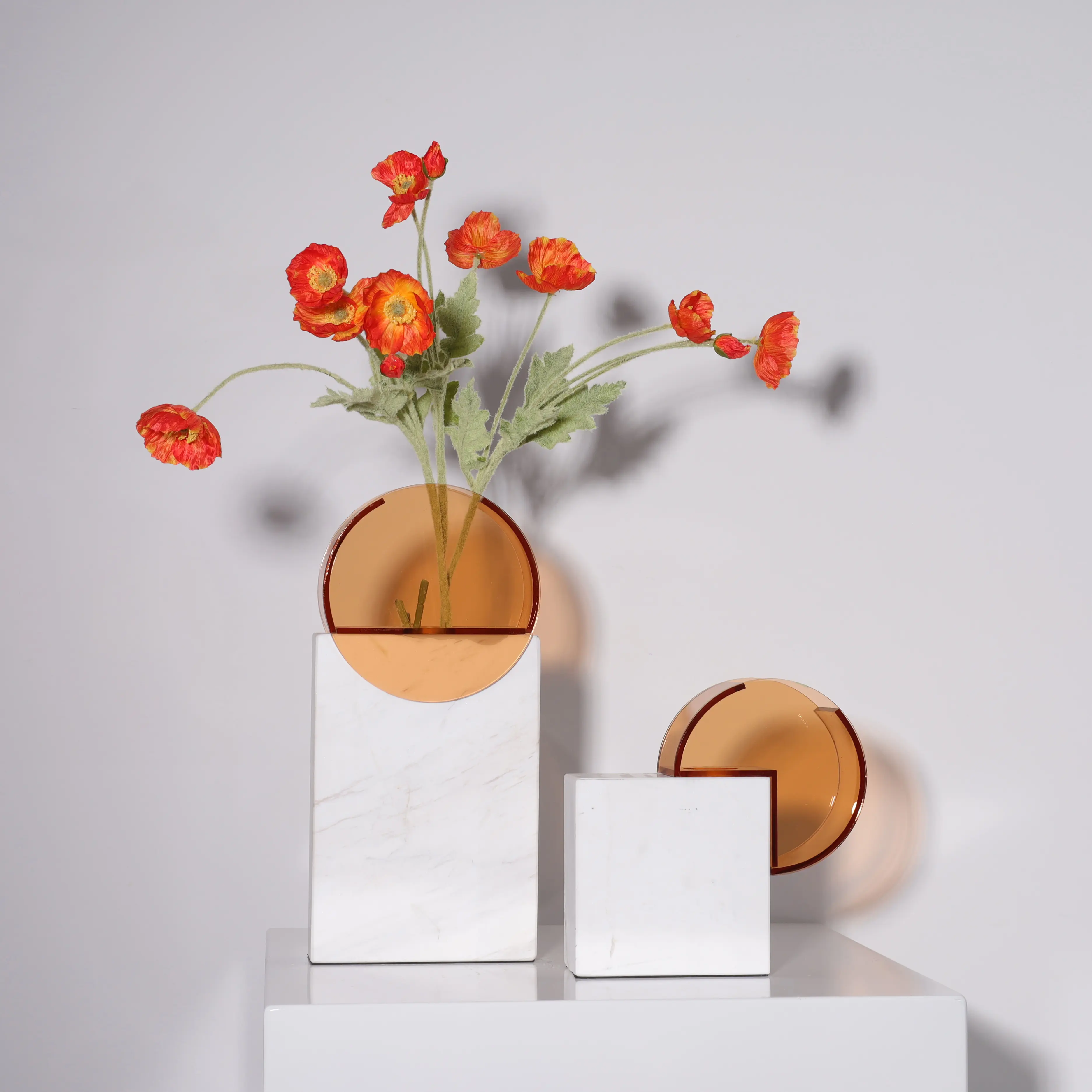 Vaso de mármore moderno para decoração, centro de mesa de decoração de casa de ouro, objetos de desktop, vaso de mármore