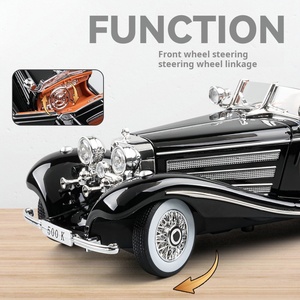 CZ-24882 kutu ile 500K 1/24 ölçekli açık kapı ses işık Diecast Metal nostaljik araba modeli alaşım araç oyuncak çocuk Boy KMM OEM ODM - Product Image 6