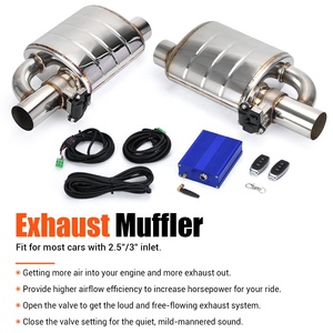 Stainless Steel 2.5&quot; 3&quot; Slant Outlet <strong>Tip</strong> Inlet Variable Exhaust Muffler With Vacuum Exhaust Cutout Electric Control <strong>Valve</strong> Kit - Product Image 2