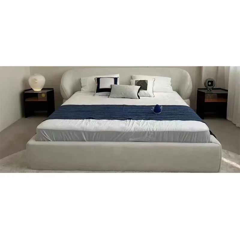 Custom Linen Upholstered Bed With Mattresses Solid Wood Velvet Divan Queen Size Bed Frame